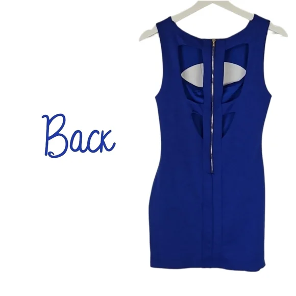Vintage Royal Blue Sexy Cutout Mini Dress - Picture 2 of 4